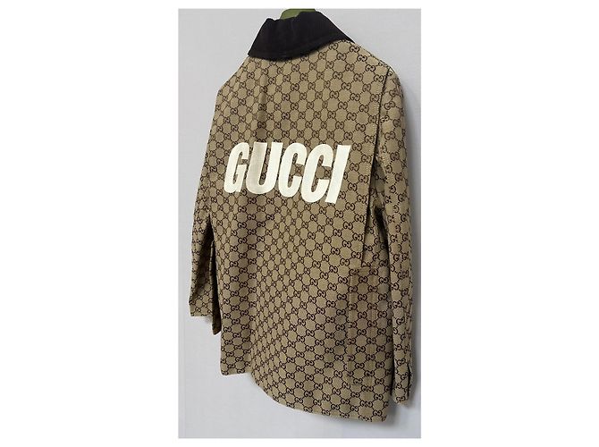 Gucci Abrigo de lona de mezcla de algodón GG Dorado - vista 6