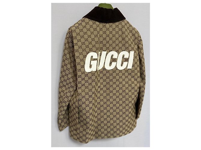 Gucci Abrigo de lona de mezcla de algodón GG Dorado - vista 7