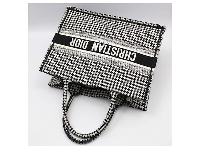 Dior Houndstooth Book Tote Tasche Medium Weiß - Ansicht 3