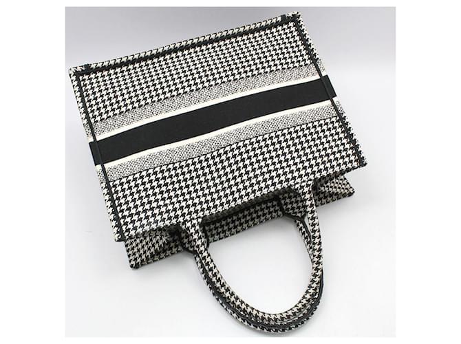 Dior Houndstooth Book Tote Tasche Medium Weiß - Ansicht 4