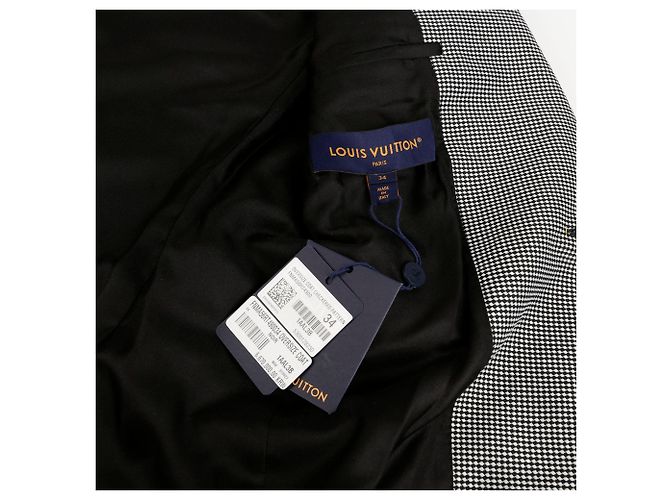 Louis Vuitton Black and White Check Polyester Blend Oversized Blazer - view 11