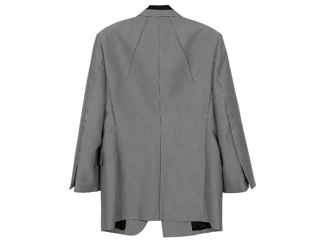 Louis Vuitton Black and White Check Polyester Blend Oversized Blazer - view 2