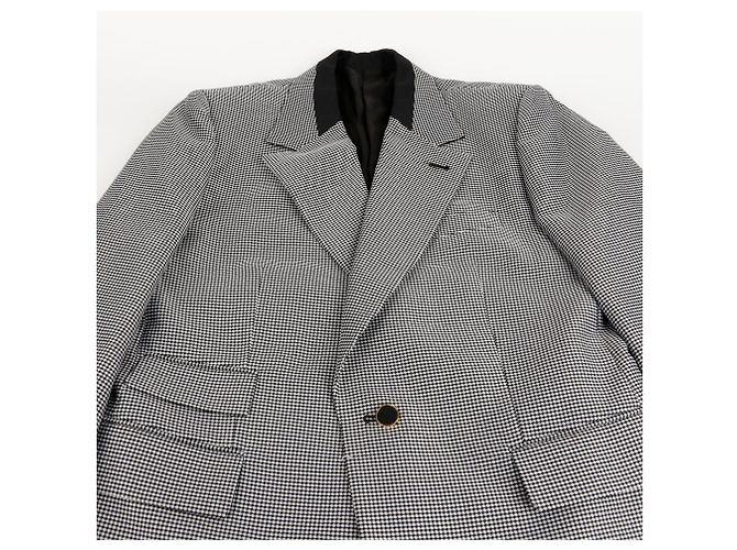 Louis Vuitton Black and White Check Polyester Blend Oversized Blazer - view 3