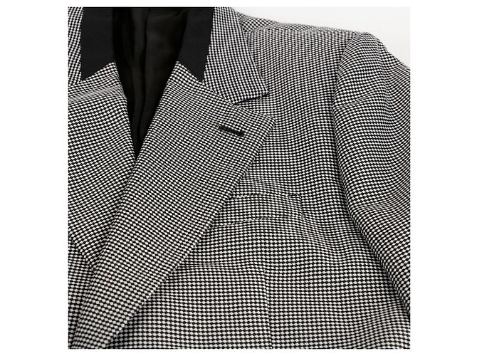 Louis Vuitton Black and White Check Polyester Blend Oversized Blazer - view 4