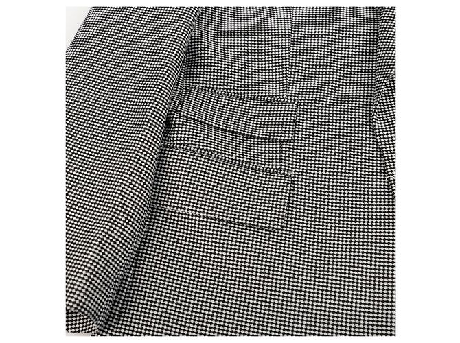 Louis Vuitton Black and White Check Polyester Blend Oversized Blazer - view 5