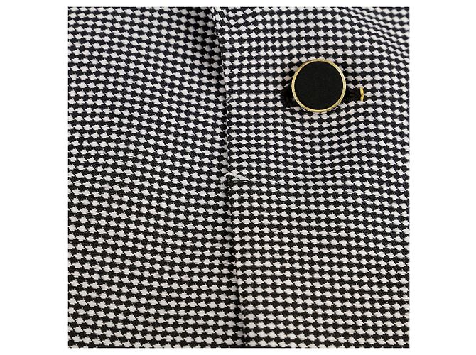 Louis Vuitton Black and White Check Polyester Blend Oversized Blazer - view 7