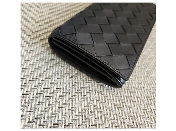 Bottega Veneta Portafoglio Long Flap Intrecciato Nero - vista 4