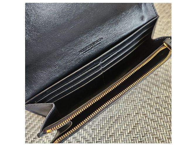 Bottega Veneta Portafoglio Long Flap Intrecciato Nero - vista 7