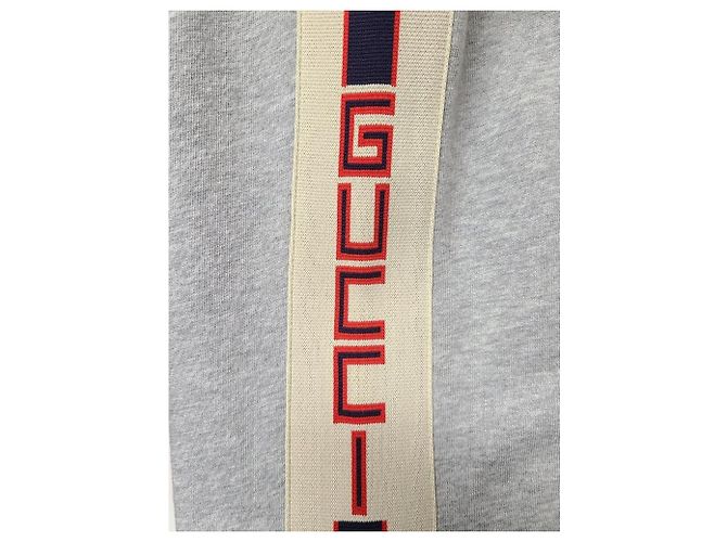 Gucci Pantaloni jogger in cotone feltro con ricamo tigre grigio Marrone - vista 3
