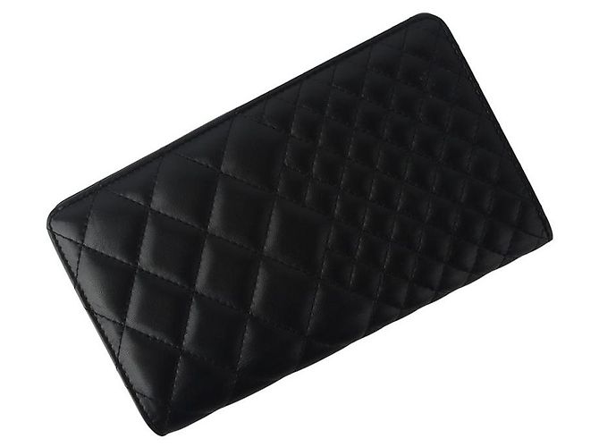 Chanel Classic CC Langlebiger Geldbeutel aus Lammleder Schwarz - Ansicht 2