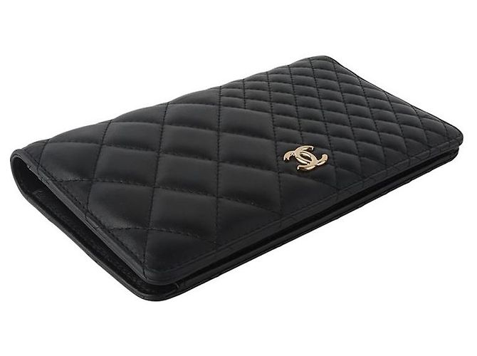 Chanel Classic CC Langlebiger Geldbeutel aus Lammleder Schwarz - Ansicht 3
