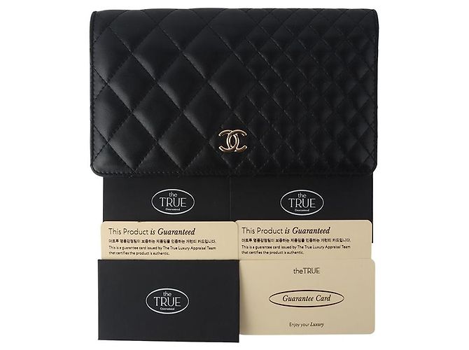 Chanel Classic CC Langlebiger Geldbeutel aus Lammleder Schwarz - Ansicht 6