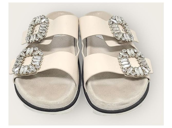 Roger Vivier Sandali Slide Bianchi Viv' Strass Buckle Slide Sandals Slippers Bianco - vista 6