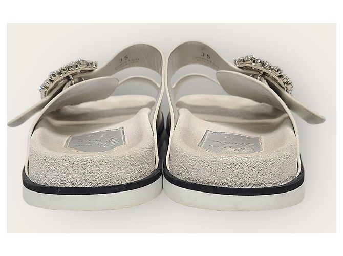Roger Vivier Sandali Slide Bianchi Viv' Strass Buckle Slide Sandals Slippers Bianco - vista 7