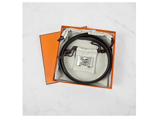 Hermès Cintura reversibile in pelle con fibbia in metallo Argento - vista 13
