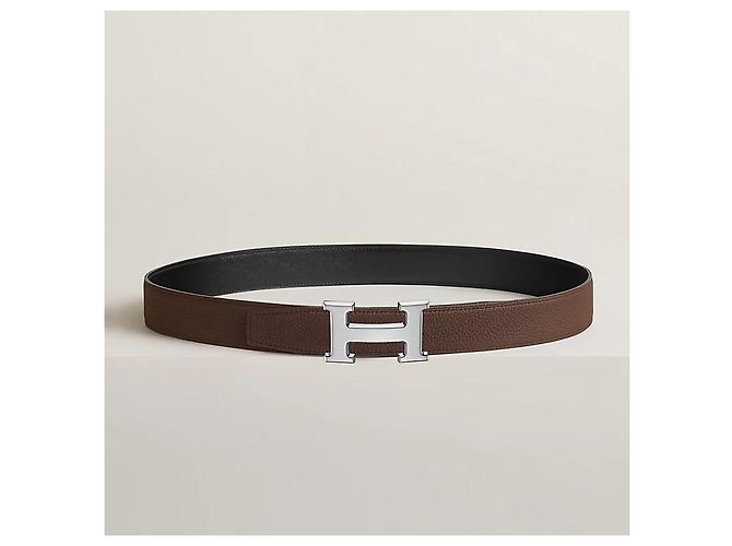 Hermès Cintura reversibile in pelle con fibbia in metallo Argento - vista 3