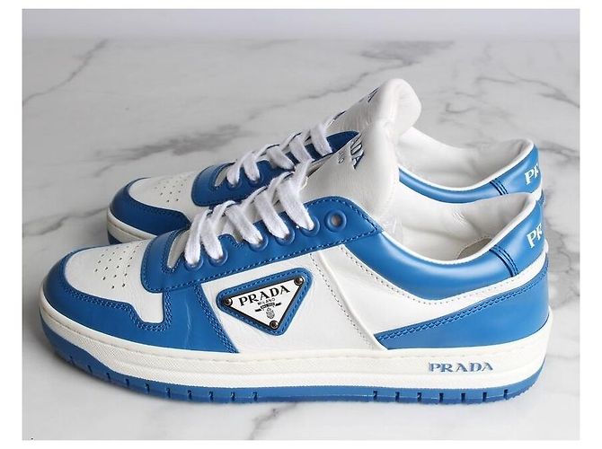 Prada Downtown Leder-Sneaker Blau - Ansicht 3