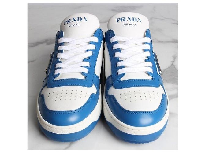 Prada Downtown Leder-Sneaker Blau - Ansicht 5