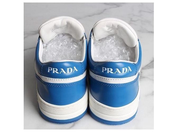 Prada Downtown Leder-Sneaker Blau - Ansicht 6