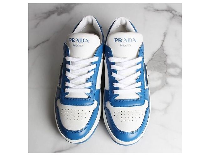 Prada Downtown Leder-Sneaker Blau - Ansicht 7