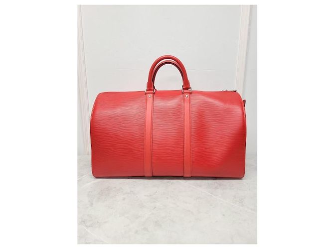 Louis Vuitton Keepall Epi Bandoulière Supreme Red Logo Rosso - vista 5