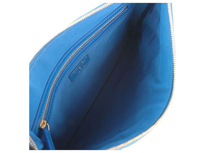Chanel Clutch Caviar Placcata Oro New Medium Gradient Blue - vista 7