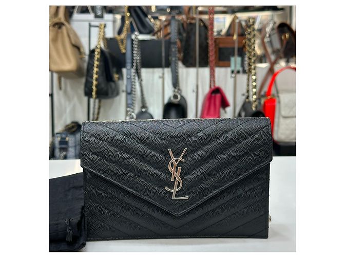 Saint Laurent Borsa con catena argentata Cassandra Black Nero - vista 3