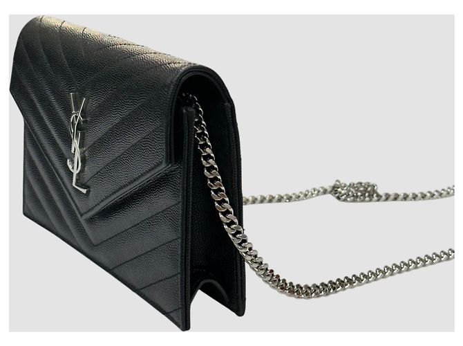 Saint Laurent Borsa con catena argentata Cassandra Black Nero - vista 4
