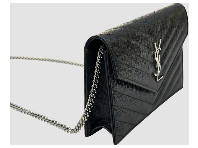Saint Laurent Borsa con catena argentata Cassandra Black Nero - vista 5