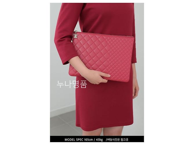 Chanel Limitierte Clutch aus Lammleder, groß Rot - Ansicht 3