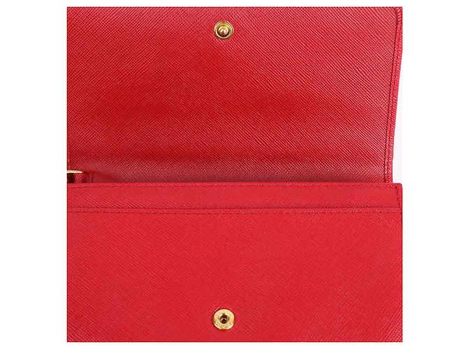 Prada Carteira Saffiano com alça vermelha - vista 11