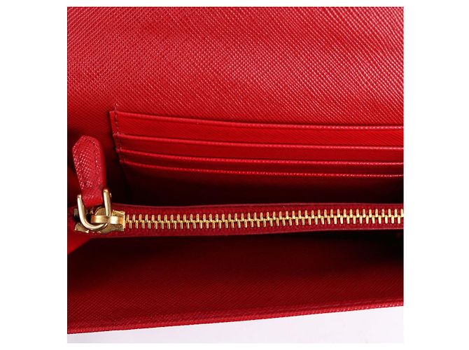 Prada Carteira Saffiano com alça vermelha - vista 12