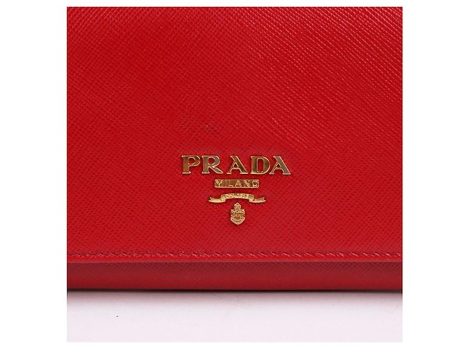 Prada Carteira Saffiano com alça vermelha - vista 3