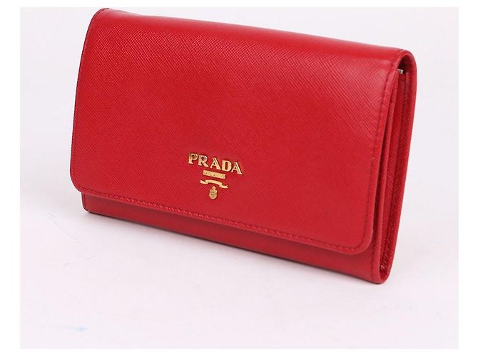 Prada Carteira Saffiano com alça vermelha - vista 4