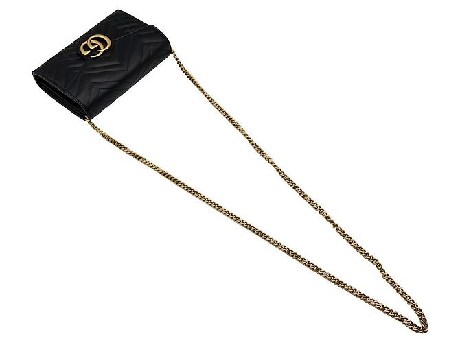 Gucci Mini borsa a tracolla con catena Black Matelassé GG Marmont Nero - vista 6