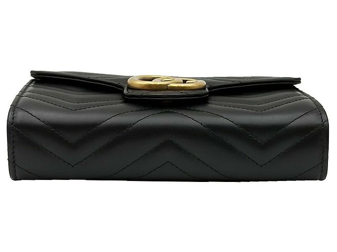 Gucci Mini borsa a tracolla con catena Black Matelassé GG Marmont Nero - vista 7