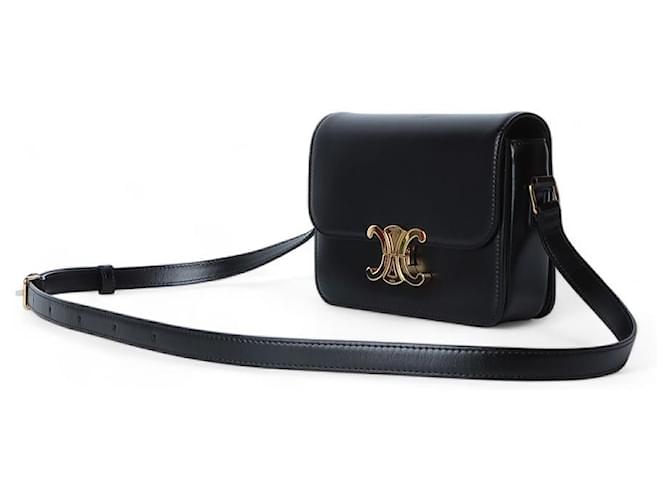 Céline Celine Tiny Triomphe in pelle di vitello lucida Nero - vista 2
