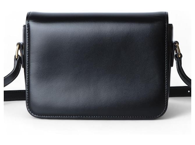 Céline Celine Tiny Triomphe in pelle di vitello lucida Nero - vista 3