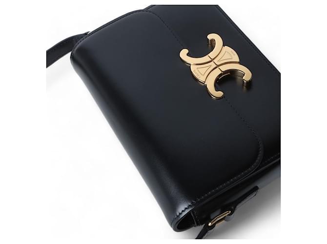 Céline Celine Tiny Triomphe in pelle di vitello lucida Nero - vista 4