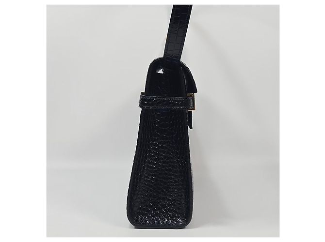 Saint Laurent Borsa a tracolla Manhattan in pelle lucida con stampa coccodrillo Argento - vista 5