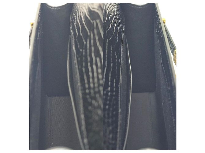 Saint Laurent Borsa a tracolla Manhattan in pelle lucida con stampa coccodrillo Argento - vista 9