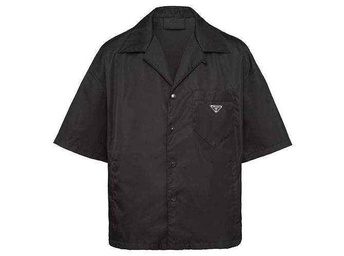 Camicia a maniche corte in Re-Nylon PRADA Nero - vista 7