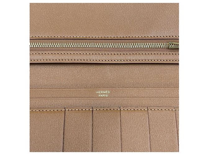 Hermès Portafoglio Beaune Croco Opaco Croco Oro Marrone - vista 7
