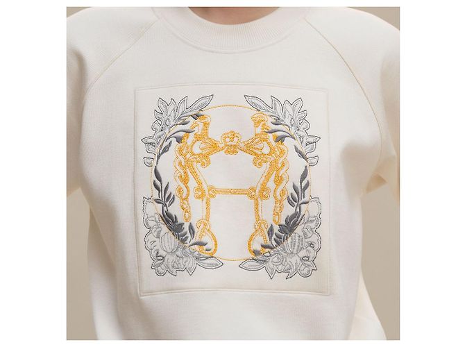 Hermès Moletom de gola redonda e mangas raglan com bordado Multicor - vista 8