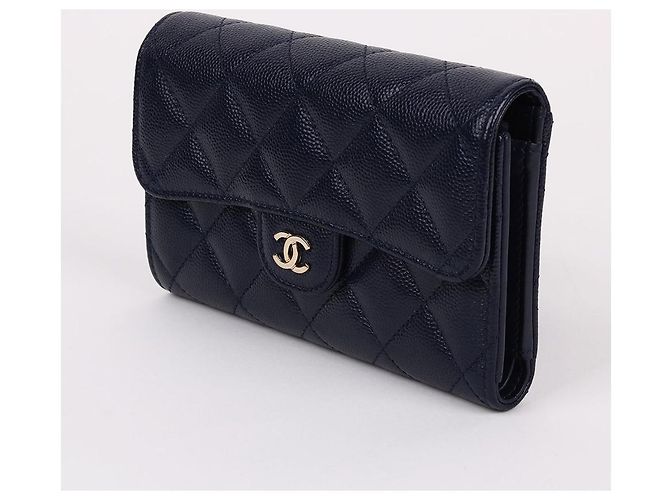 Chanel Classic Caviar Navy Wallet Blue - view 4