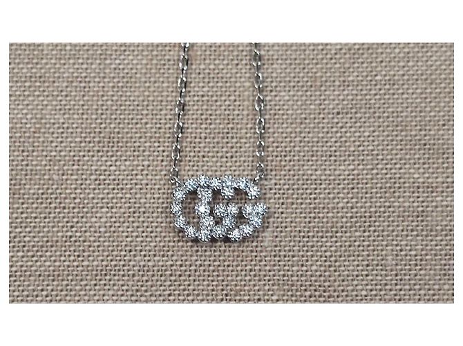 Gucci Verschlungene Diamant-Halskette Weißgold - Ansicht 4