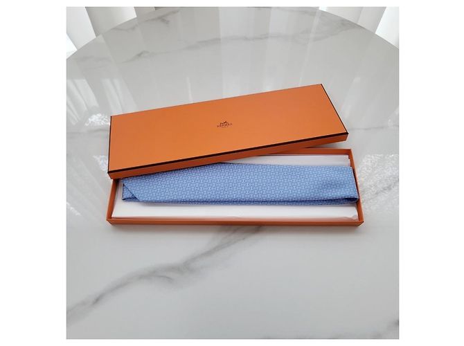 Hermès Cravatta Mors Haltere Silk da uomo Blue Ciel - vista 10