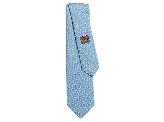 Hermès Cravatta Mors Haltere Silk da uomo Blue Ciel - vista 2