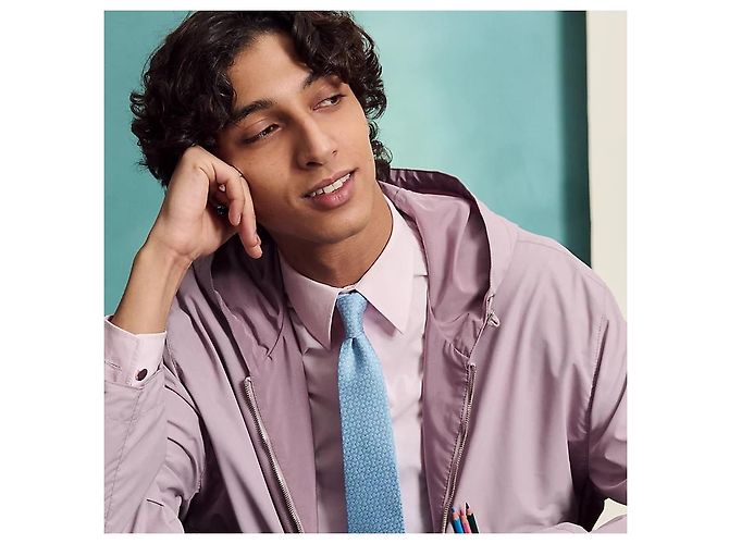 Hermès Cravatta Mors Haltere Silk da uomo Blue Ciel - vista 3