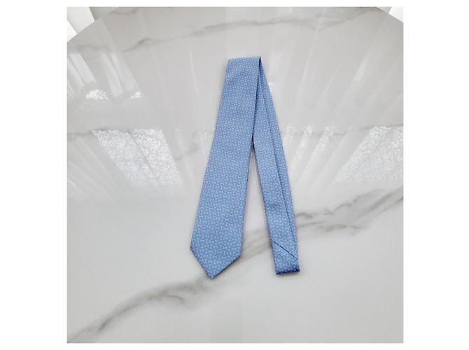 Hermès Cravatta Mors Haltere Silk da uomo Blue Ciel - vista 4